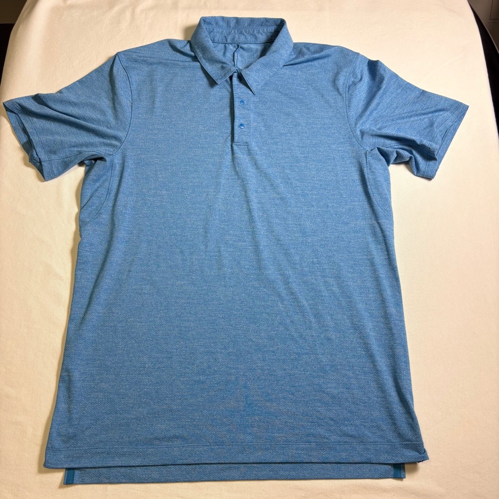Lululemon Snap Front Performance Short Sleeve Polo, Large, Blue